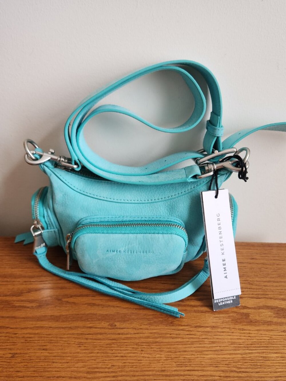 AIMEE KESTENBERG “OCEAN AWAY WE GO” SMALL CONVERTIBLE GENUINE NUBUCK LEATHER CRO - Picture 2 of 9